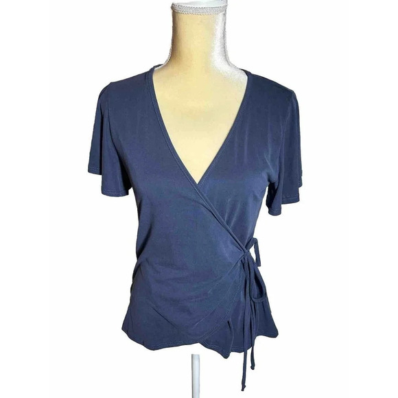 Lavender Field Women’s Wrap Top Navy Size L - Picture 1 of 9
